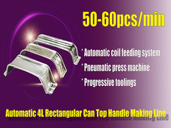 Linha automática para fabricação de alça superior retangular 4L para latas