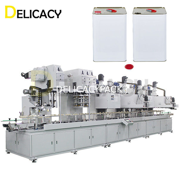 Linha de produção automática completa de 3 fases para recipientes de lata de ferro de lata quadrada de 18L